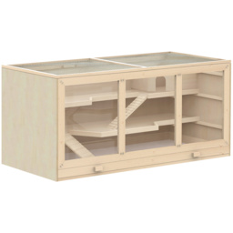PawHut Wooden Hamster Cage Mouse Rats Mice Rodent Small Animals Hutch Exercise Play House Pen 115L x 60W x 58H(cm) - Aosom UK