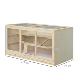 PawHut Wooden Hamster Cage Mouse Rats Mice Rodent Small Animals Hutch Exercise Play House Pen 115L x 60W x 58H(cm) - Aosom UK - thumbnail 3