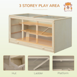 PawHut Wooden Hamster Cage Mouse Rats Mice Rodent Small Animals Hutch Exercise Play House Pen 115L x 60W x 58H(cm) - Aosom UK - thumbnail 4