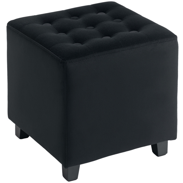 HOMCOM Velvet-Feel Square Ottoman - Grey - image 1
