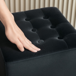 HOMCOM Velvet-Feel Square Ottoman - Grey - thumbnail 8