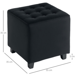 HOMCOM Velvet-Feel Square Ottoman - Grey - thumbnail 3