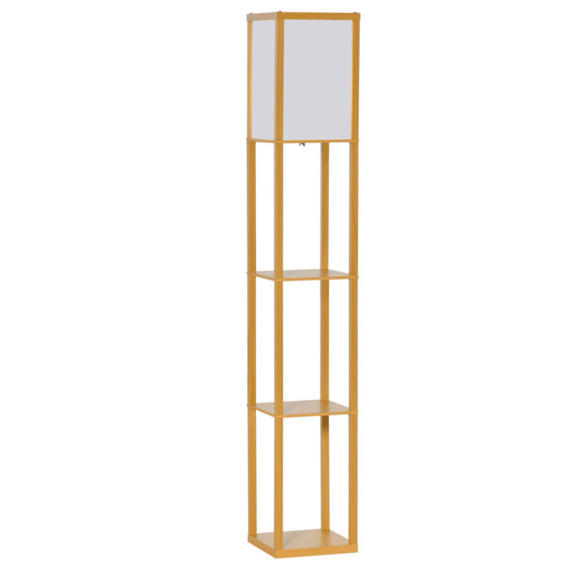HOMCOM Floor Lamp with Shelves, Floor Standing Lamp, Floor Lights, Natural Reading Illumination for Living Spaces, Kitchen, Natural - Aosom UK - image 1