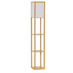 HOMCOM Floor Lamp with Shelves, Floor Standing Lamp, Floor Lights, Natural Reading Illumination for Living Spaces, Kitchen, Natural - Aosom UK - thumbnail 1
