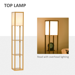 HOMCOM Floor Lamp with Shelves, Floor Standing Lamp, Floor Lights, Natural Reading Illumination for Living Spaces, Kitchen, Natural - Aosom UK - thumbnail 6