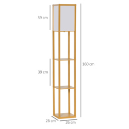 HOMCOM Floor Lamp with Shelves, Floor Standing Lamp, Floor Lights, Natural Reading Illumination for Living Spaces, Kitchen, Natural - Aosom UK - thumbnail 3