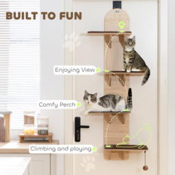 PawHut 4-Level Door Mounted Cat Tree with Washable Plush Mats, Toy Balls, Door Hanging Cat Shelf for Indoor Cats - thumbnail 5