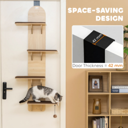 PawHut 4-Level Door Mounted Cat Tree with Washable Plush Mats, Toy Balls, Door Hanging Cat Shelf for Indoor Cats - thumbnail 4