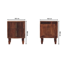 Solid Wood Harper Bedside Table with Eco-Conscious Durable Build, Bedside Cabinet with 2 Smooth-Gliding Drawers, 40L x 42W x 55H cm, Brown - Aosom UK - thumbnail 3