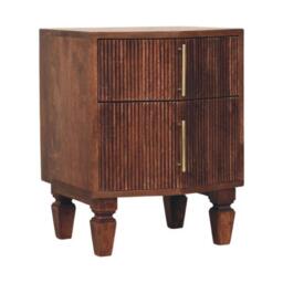 Solid Wood Harper Bedside Table with Eco-Conscious Durable Build, Bedside Cabinet with 2 Smooth-Gliding Drawers, 40L x 42W x 55H cm, Brown - Aosom UK - thumbnail 9