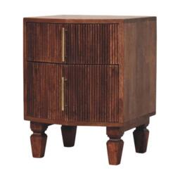 Solid Wood Harper Bedside Table with Eco-Conscious Durable Build, Bedside Cabinet with 2 Smooth-Gliding Drawers, 40L x 42W x 55H cm, Brown - Aosom UK - thumbnail 8