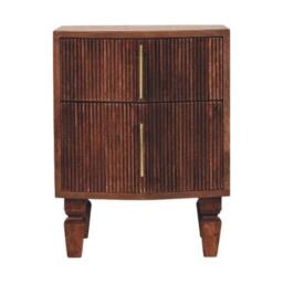 Solid Wood Harper Bedside Table with Eco-Conscious Durable Build, Bedside Cabinet with 2 Smooth-Gliding Drawers, 40L x 42W x 55H cm, Brown - Aosom UK - thumbnail 2