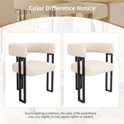 2-Piece Flannel Fabric Dining Chairs with Curved Backrest and Thick Plush Seat, Kitchen Chairs with Metal Legs, 51.5L x 54W x 72H cm, Beige - Aosom UK - thumbnail 4