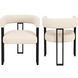 2-Piece Flannel Fabric Dining Chairs with Curved Backrest and Thick Plush Seat, Kitchen Chairs with Metal Legs, 51.5L x 54W x 72H cm, Beige - Aosom UK - thumbnail 2