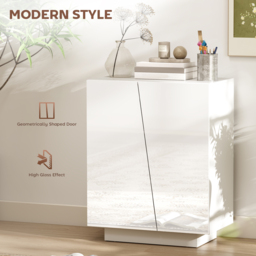 HOMCOM Wooden Freestanding Storage Cabinet for Bedroom, High Gloss Sideboard with Adjustable Shelves, White - Aosom UK - thumbnail 4