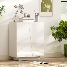 HOMCOM Wooden Freestanding Storage Cabinet for Bedroom, High Gloss Sideboard with Adjustable Shelves, White - Aosom UK - thumbnail 9