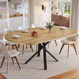 Extendable Dining Table with Sturdy X-Shaped Metal Frame, Space-Saving Convertible Table with Adjustable Feet, 100L x 40W x 75.5H cm, Wood - Aosom UK