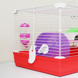 PawHut Dwarf Hamster Metal Cage w/ Tunnels Exercise Wheel Water Bottle Dishes Red and White - Aosom UK - thumbnail 9