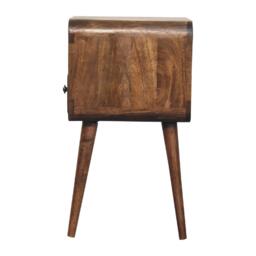 Solid Mango Wood Mini Curved Bedside Table with Drawer and Open Shelf, Desk with Aged Weathered Finish, 30L x 30W x 55H cm, Brown - Aosom UK - thumbnail 7