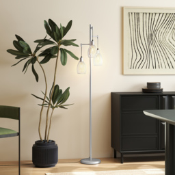 HOMCOM 170cm Industrial 3-Light Floor Lamp, Dimmable Standing Lamp with Steel Lampshades for Living Room, Bedroom, Dinging Room, Study, Silver Tone - thumbnail 8