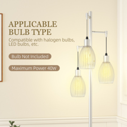 HOMCOM 170cm Industrial 3-Light Floor Lamp, Dimmable Standing Lamp with Steel Lampshades for Living Room, Bedroom, Dinging Room, Study, Silver Tone - thumbnail 7