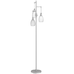 HOMCOM 170cm Industrial 3-Light Floor Lamp, Dimmable Standing Lamp with Steel Lampshades for Living Room, Bedroom, Dinging Room, Study, Silver Tone - thumbnail 1