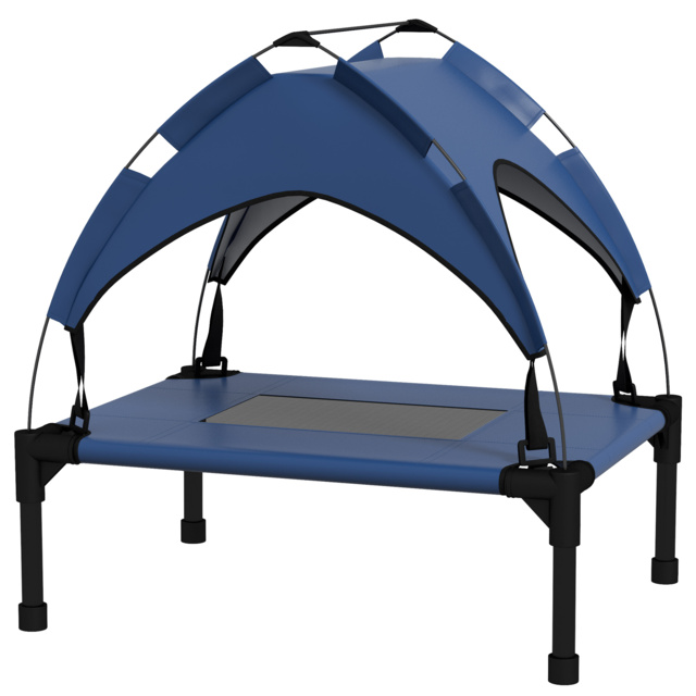PawHut Cooling Raised Pet Bed w/ Washable Breathable Mesh, for Mini Small Dogs, 61 x 46 x 63cm - Dark Blue - Aosom UK - image 1