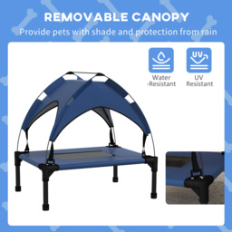 PawHut Cooling Raised Pet Bed w/ Washable Breathable Mesh, for Mini Small Dogs, 61 x 46 x 63cm - Dark Blue - Aosom UK - thumbnail 5
