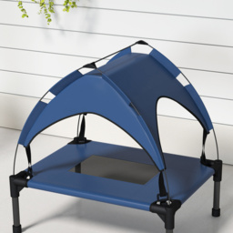PawHut Cooling Raised Pet Bed w/ Washable Breathable Mesh, for Mini Small Dogs, 61 x 46 x 63cm - Dark Blue - Aosom UK - thumbnail 8