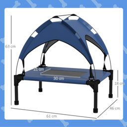 PawHut Cooling Raised Pet Bed w/ Washable Breathable Mesh, for Mini Small Dogs, 61 x 46 x 63cm - Dark Blue - Aosom UK - thumbnail 3