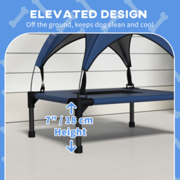 PawHut Cooling Raised Pet Bed w/ Washable Breathable Mesh, for Mini Small Dogs, 61 x 46 x 63cm - Dark Blue - Aosom UK - thumbnail 7