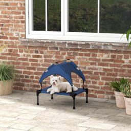 PawHut Cooling Raised Pet Bed w/ Washable Breathable Mesh, for Mini Small Dogs, 61 x 46 x 63cm - Dark Blue - Aosom UK - thumbnail 2