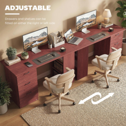 HOMCOM Computer Desk, Writing Table, PC Workstation with 3 Storage Shelves and Drawers, Handle, for Home Office, Walnut Brown - thumbnail 6