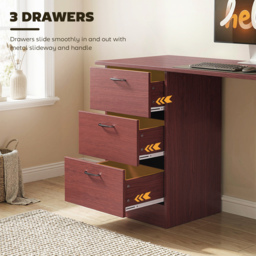 HOMCOM Computer Desk, Writing Table, PC Workstation with 3 Storage Shelves and Drawers, Handle, for Home Office, Walnut Brown - thumbnail 5