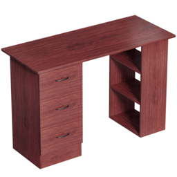 HOMCOM Computer Desk, Writing Table, PC Workstation with 3 Storage Shelves and Drawers, Handle, for Home Office, Walnut Brown - thumbnail 1
