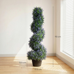 HOMCOM Artificial Lavender Topiary Tree Set of 2, UV Resistant Fake Plants in Pot for Indoor Outdoor Decor, 90 cm, Purple - thumbnail 3