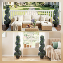 HOMCOM Artificial Lavender Topiary Tree Set of 2, UV Resistant Fake Plants in Pot for Indoor Outdoor Decor, 90 cm, Purple - thumbnail 6