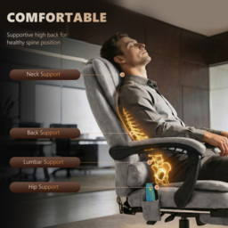 Vinsetto Massage Executive Office Chair, Heated 6 Points Vibration, Adjustable Swivel Ergonomic Desk Chair Recliner w/ Footrest Grey - Aosom UK - thumbnail 5