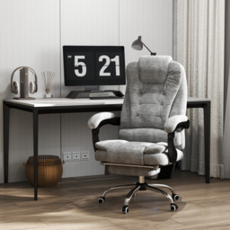 Vinsetto Massage Executive Office Chair, Heated 6 Points Vibration, Adjustable Swivel Ergonomic Desk Chair Recliner w/ Footrest Grey - Aosom UK - thumbnail 2