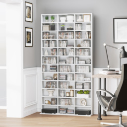 HOMCOM CD / DVD Storage Shelf Storage Unit for 1116 CDs Height-Adjustable Compartments 102 x 24 x 195 cm White - thumbnail 8
