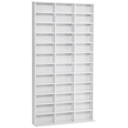 HOMCOM CD / DVD Storage Shelf Storage Unit for 1116 CDs Height-Adjustable Compartments 102 x 24 x 195 cm White