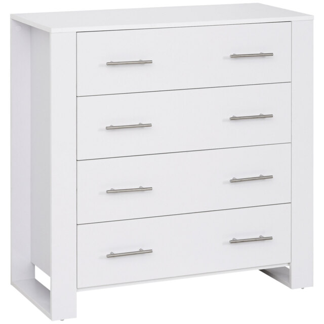 HOMCOM 4-Drawer Chest of Drawers, Storage Organizer Unit with Metal Handles Base Freestanding Unit Furnishing Living Room, White - image 1