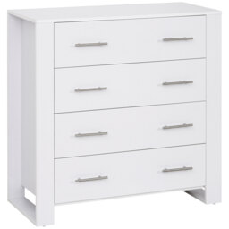 HOMCOM 4-Drawer Chest of Drawers, Storage Organizer Unit with Metal Handles Base Freestanding Unit Furnishing Living Room, White - thumbnail 1