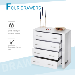 HOMCOM 4-Drawer Chest of Drawers, Storage Organizer Unit with Metal Handles Base Freestanding Unit Furnishing Living Room, White - thumbnail 5