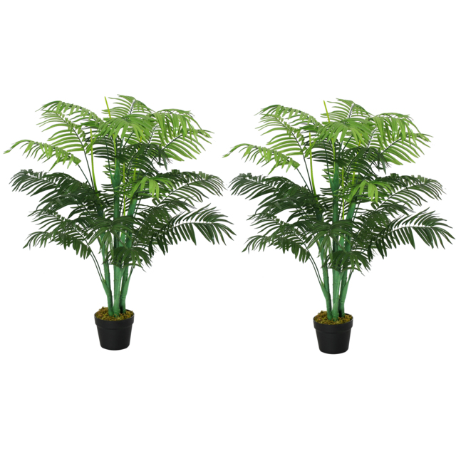 Outsunny Artificial Palm Tree in Pot, 2 Pack Fake Plants, Home Indoor Outdoor Decor, 125cm, Green - Aosom UK - image 1