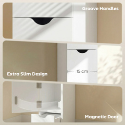 HOMCOM Slim Bathroom Storage Cabinet with Drawers, Tall Bathroom Cupboard with 2-Tier Shelf, White - thumbnail 7