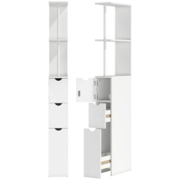 HOMCOM Slim Bathroom Storage Cabinet with Drawers, Tall Bathroom Cupboard with 2-Tier Shelf, White - thumbnail 1