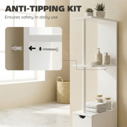 HOMCOM Slim Bathroom Storage Cabinet with Drawers, Tall Bathroom Cupboard with 2-Tier Shelf, White - thumbnail 9