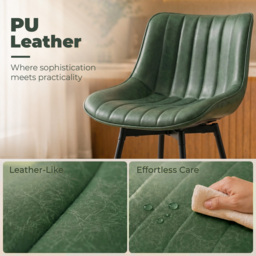 HOMCOM Set of 2 PU Leather Swivel Bar Stools - Dark Green - thumbnail 7