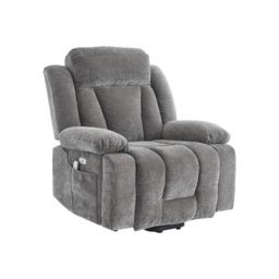 Electric Power Lift Recliner Chair with Heating, Built-in USB Charging Ports, Storage Pocket, Chic Massage Chair with Easy Assembly, Grey - Aosom UK - thumbnail 2